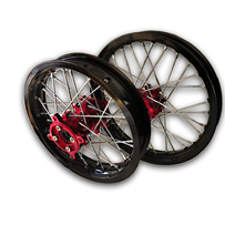 Black Rim Red Hub 14" Front 12" Rear Wheel Set