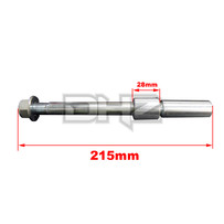 HD High Tensile 15mm Front Taper Axle, 215mm Long, Spacer 28mm