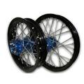 Black Rim Blue Hub 14" Front 12" Rear Wheel Set